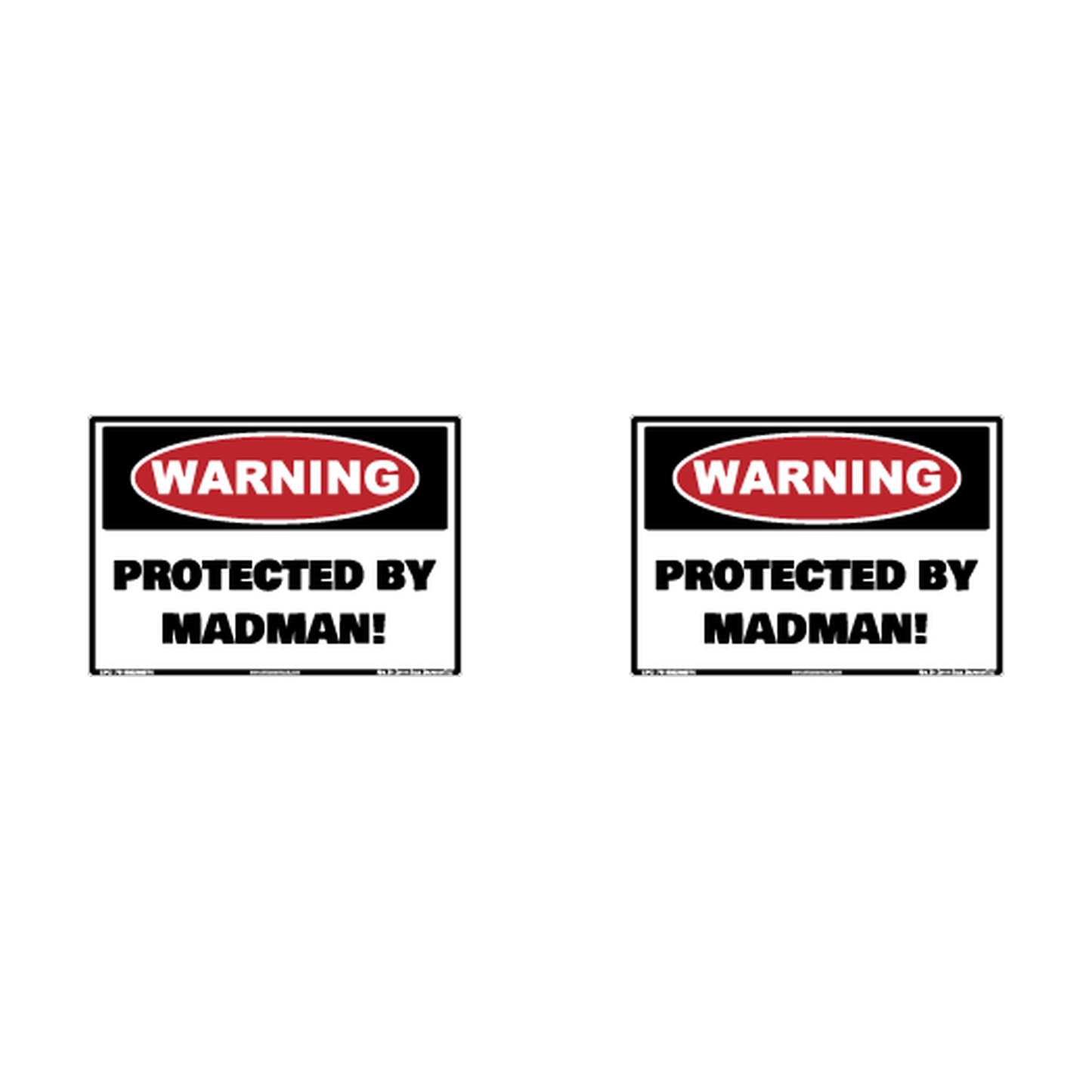 Warning Protected By Madman Hard Hat Decal 2pk Sticker Decal