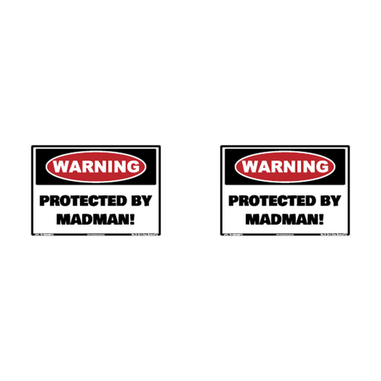 Warning Protected By Madman Hard Hat Decal 2pk Sticker Decal