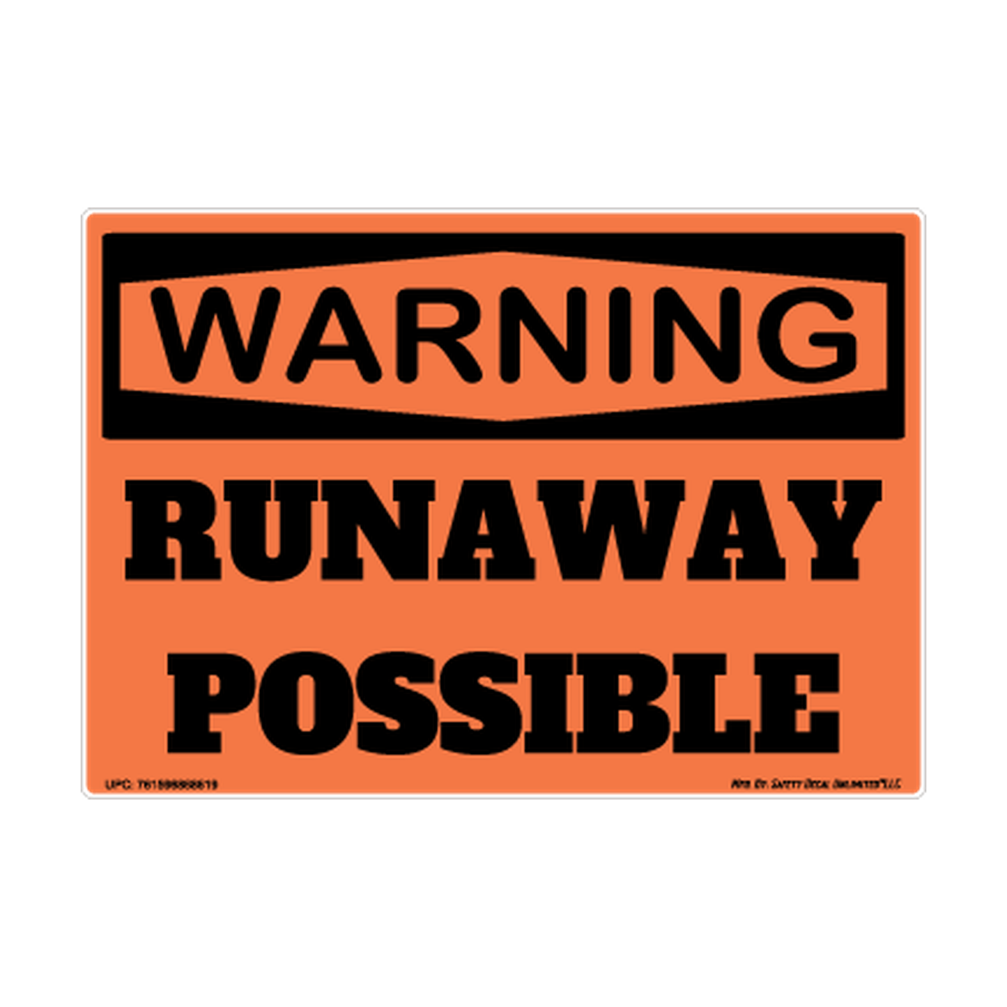 Warning Runaway Possible Safety Sticker Decal
