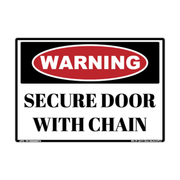 Warning Secure Door with Chain adhesive safety decal