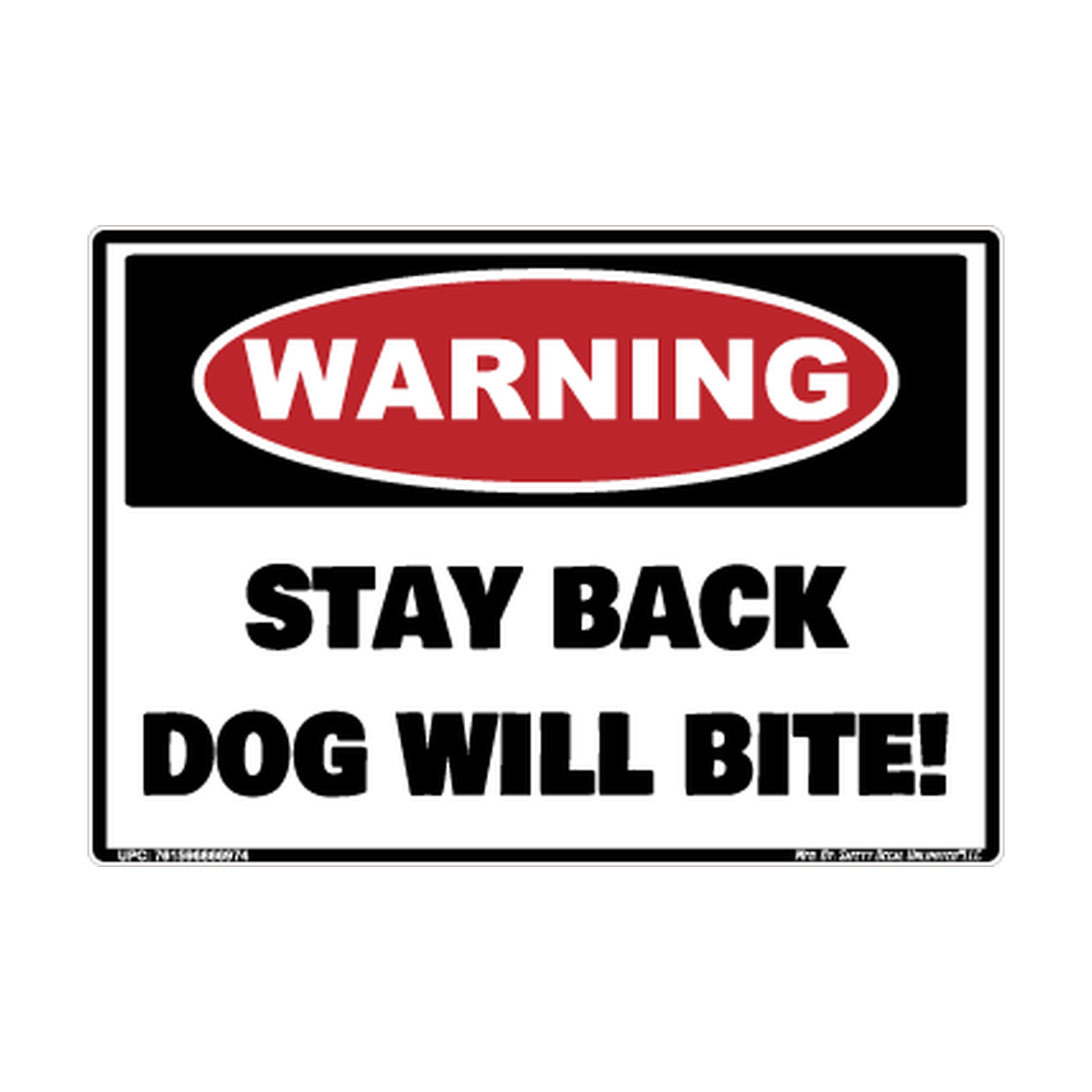 Warning Stay Back Dog Will Bite Safety Sticker Decal