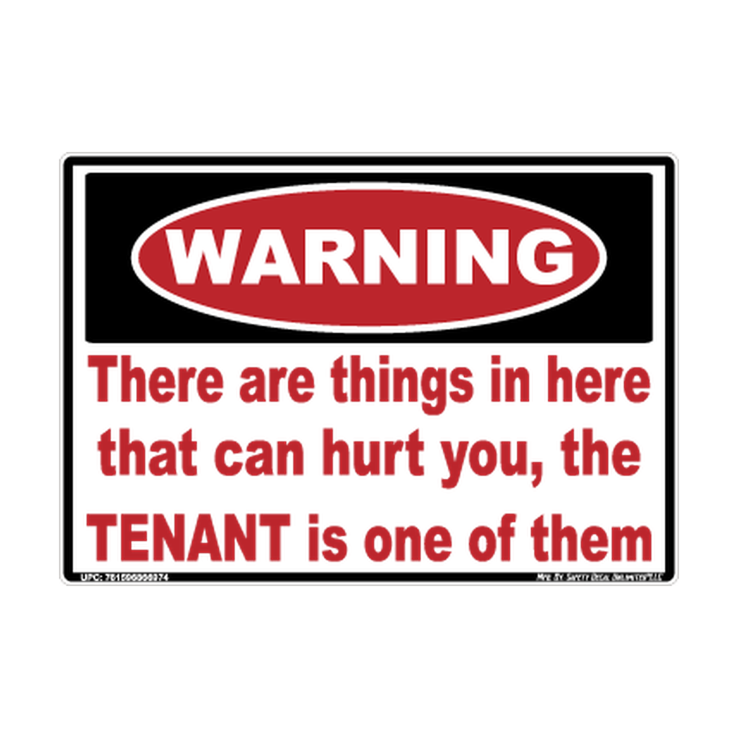 Warning Tenant Safety Sticker Decal