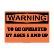 Warning To Be Operated by Ages 5 and Up adhesive novelty decal
