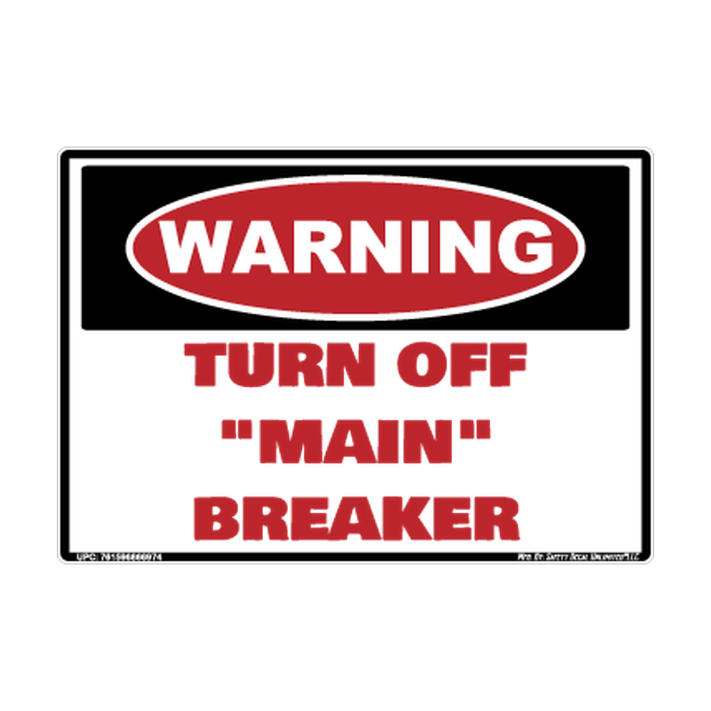 Warning Turn Off Main Breaker Safety Sticker Decal