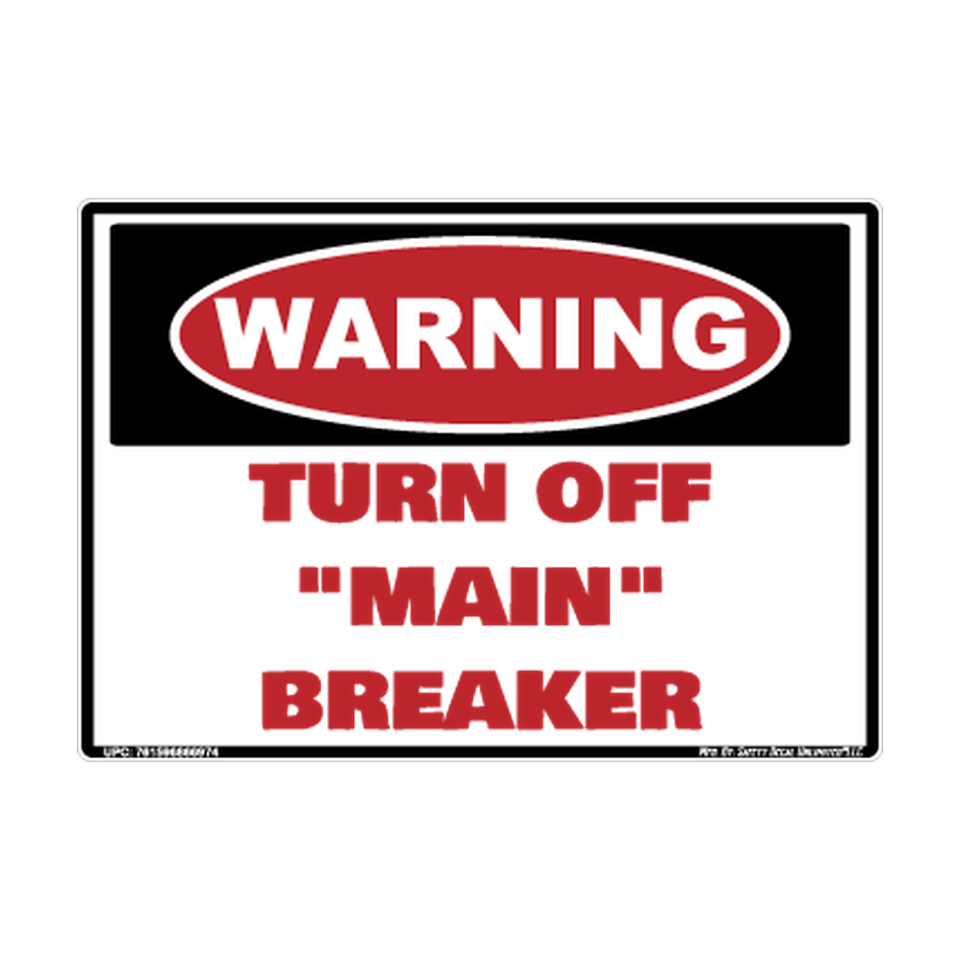 Warning Turn Off Main Breaker Safety Sticker Decal