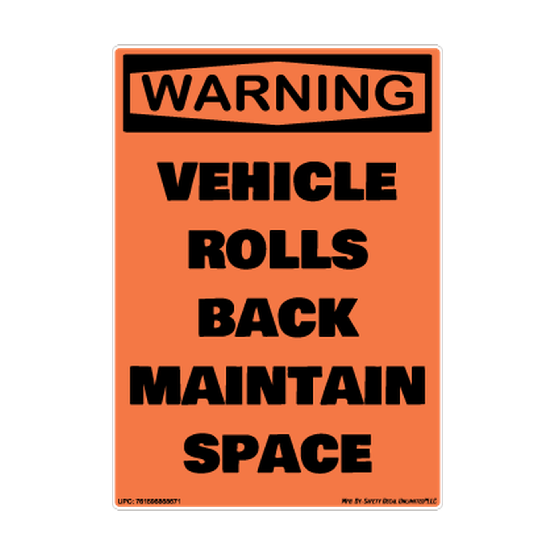 Warning Vehicle Rolls Back Maintain Space Safety Sticker Decal
