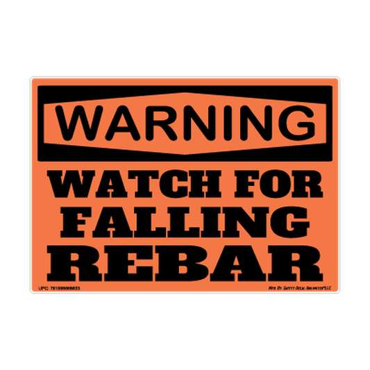 Warning Watch For Falling Rebar Safety Sticker Decal