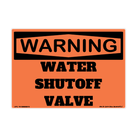 Warning Water Shutoff Valve Safety Sticker Decal
