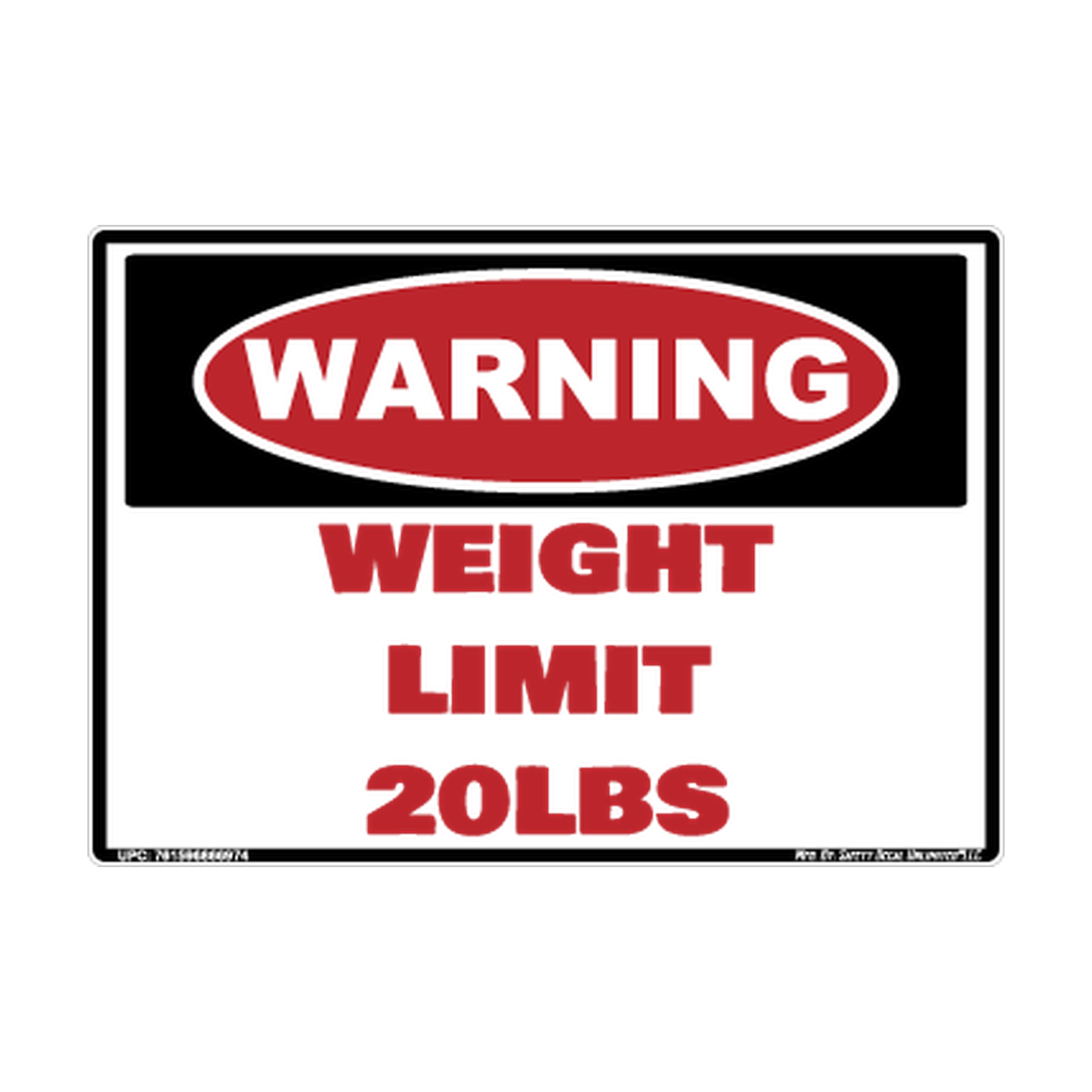 Warning Weight Limit 20lbs Safety Sticker Decal