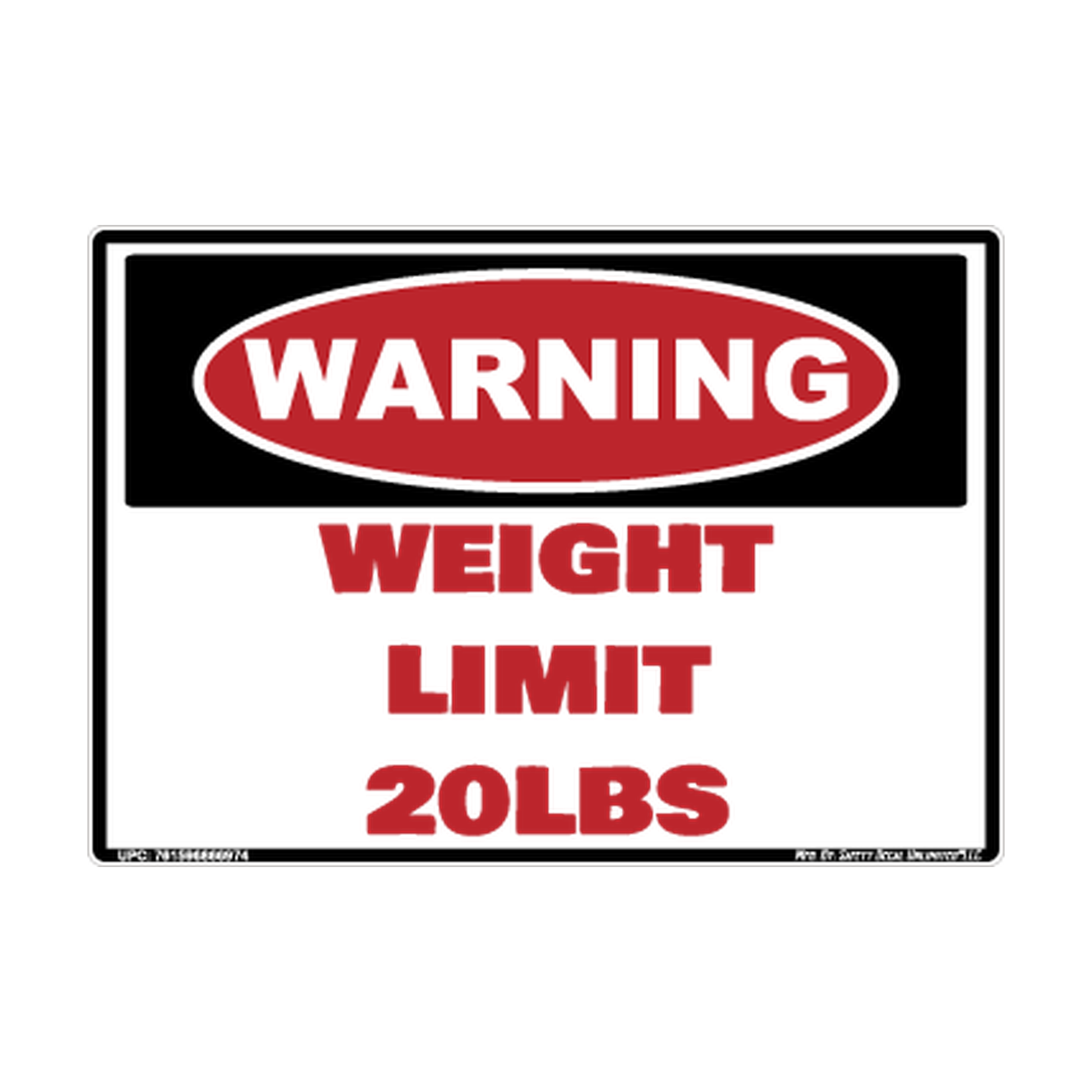 Warning Weight Limit 20lbs Safety Sticker Decal