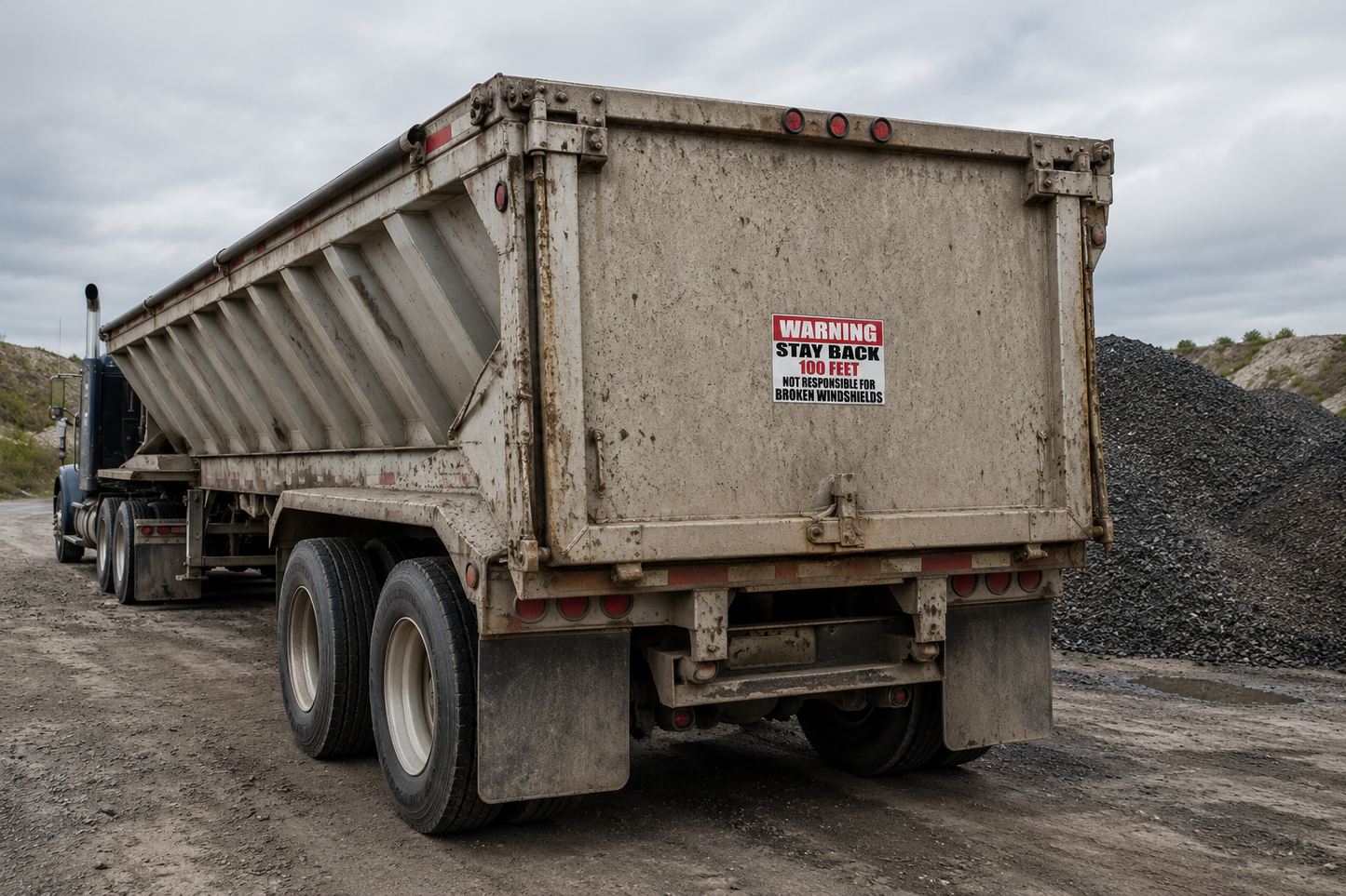 Stay Back 100FT Dump Truck Decal – 2 Pack – Sizes 8 x 11, 11 x 17, 12 × 18, Road Debris Warning Sticker – Not Responsible for Broken Windshields