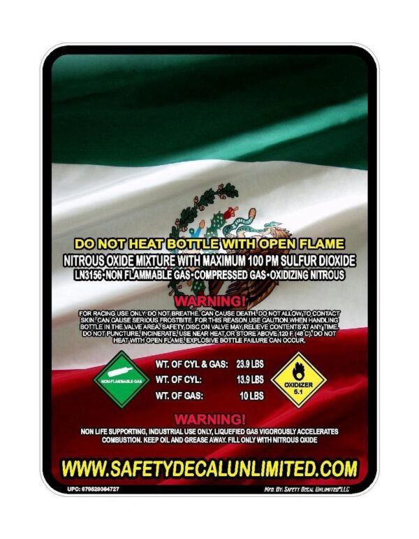 A mexican flag with the words safety decal unlimited on it.