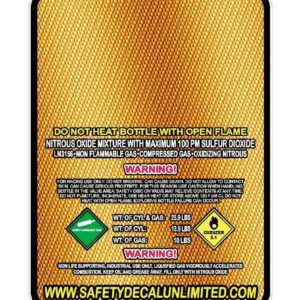 A yellow safety decal with a gold background.