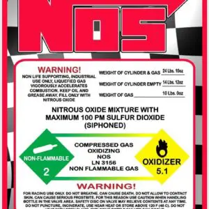 10LB Nitrous Bottle Replacement Checkered Flag Red Sticker Decal