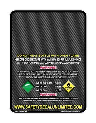 A back of a black and white safety decal.