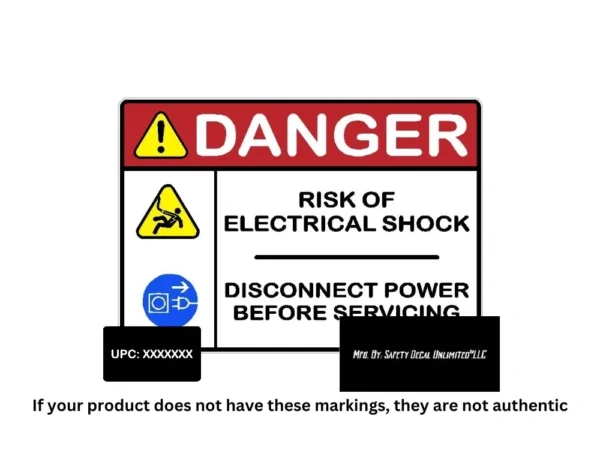 A picture of electrical sign with warning labels.