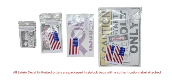 A picture of three different packages with american flags.