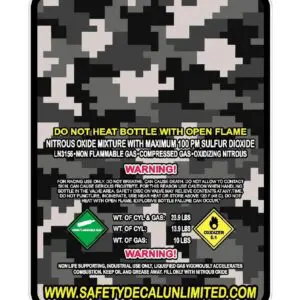 A sticker of a black and white camouflage pattern.