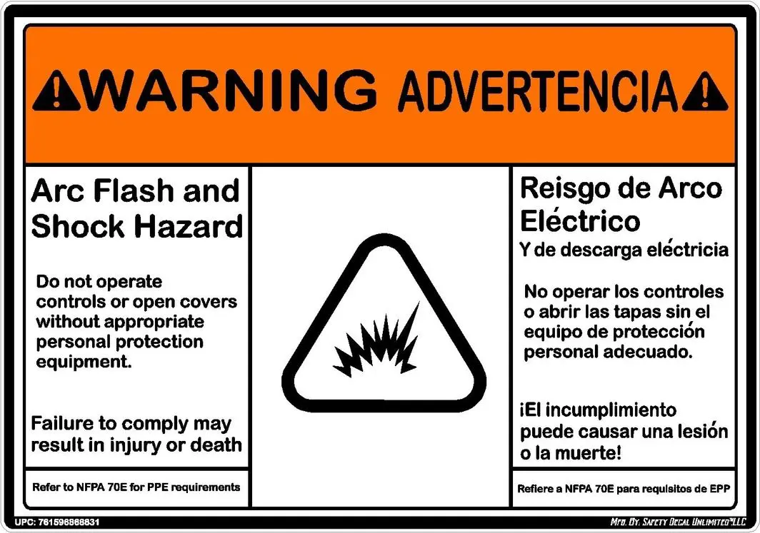 A warning sign with an orange triangle and black text.