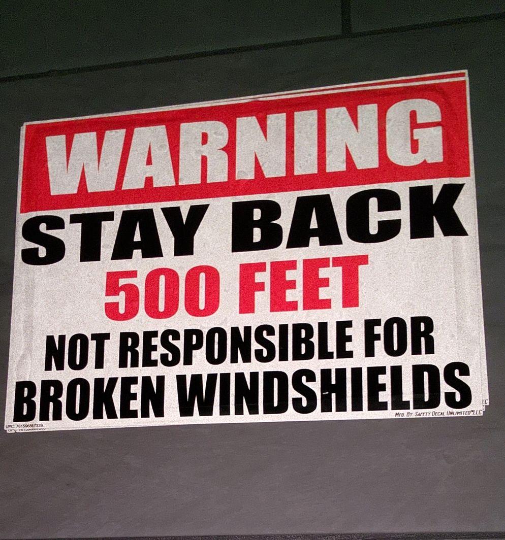 Reflective Warning Stay Back 500ft Not Responsible For Broken Windshields Sticker Decal