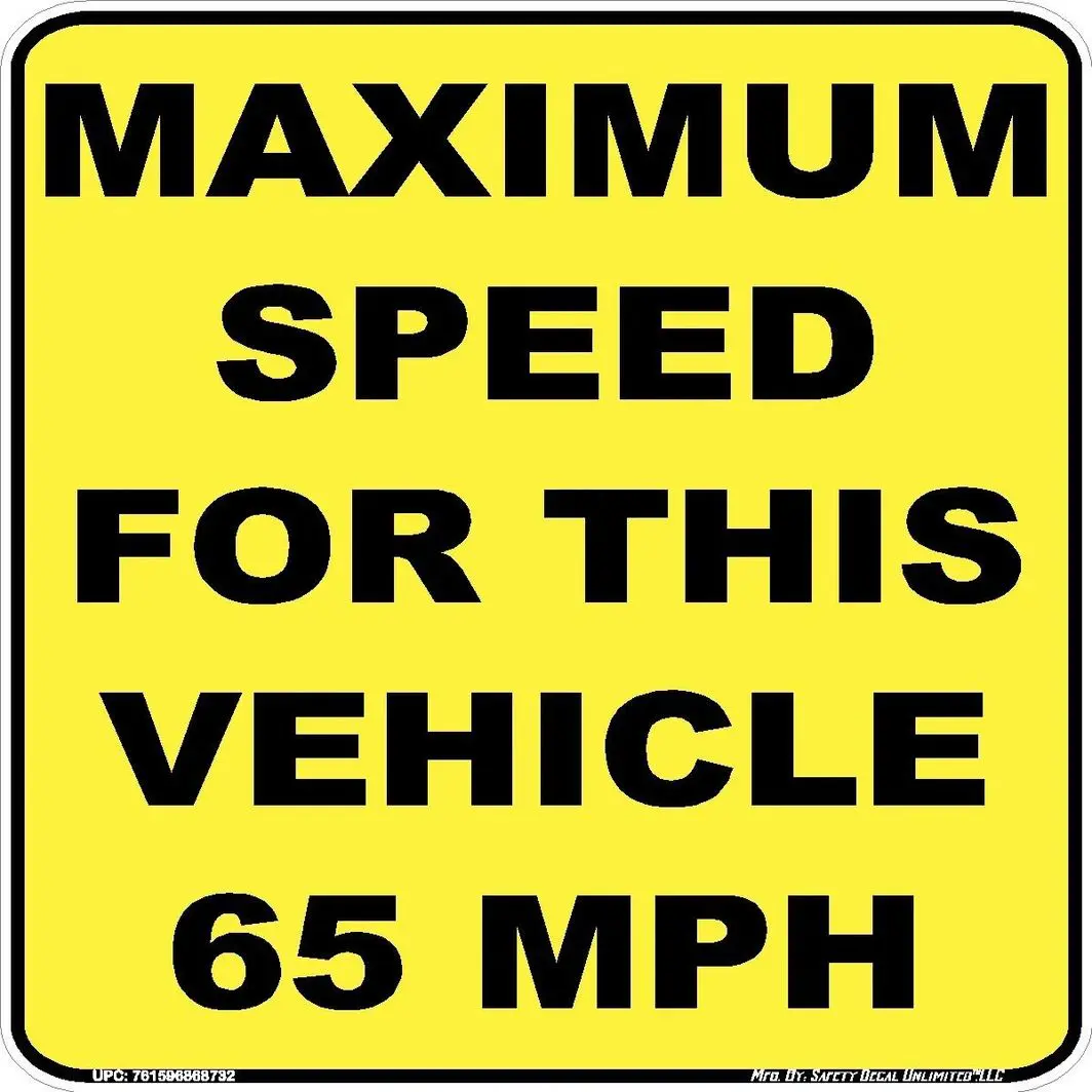 Vehicle Maximum Speed 65mph Label Sticker Decal