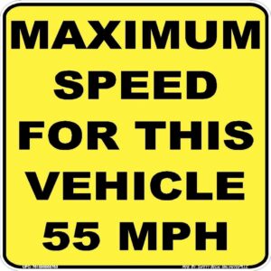 Vehicle Maximum Speed 55mph Label Sticker Decal
