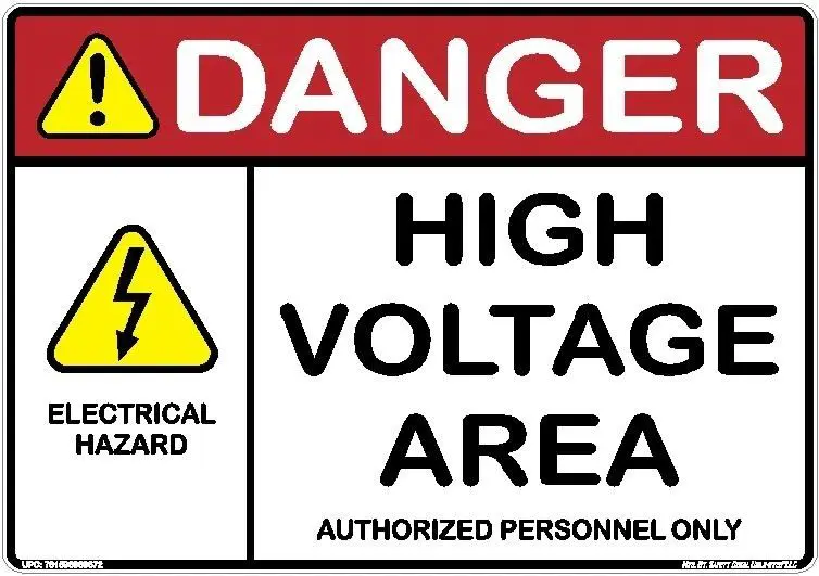 A danger sign with electrical hazard and high voltage.