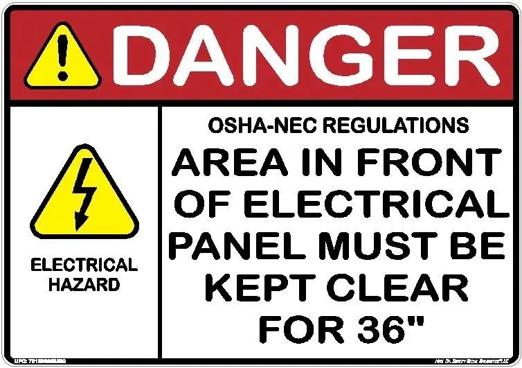 A danger sign that is in front of electrical panels.