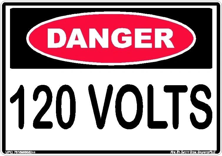 A danger sign with the word " 2 0 volt " written underneath it.