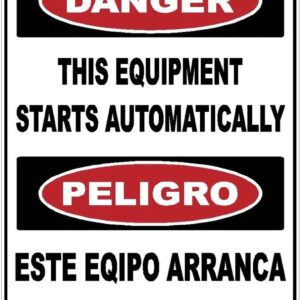 Bilingual Danger This Equipment Starts Automatically Sticker Decal