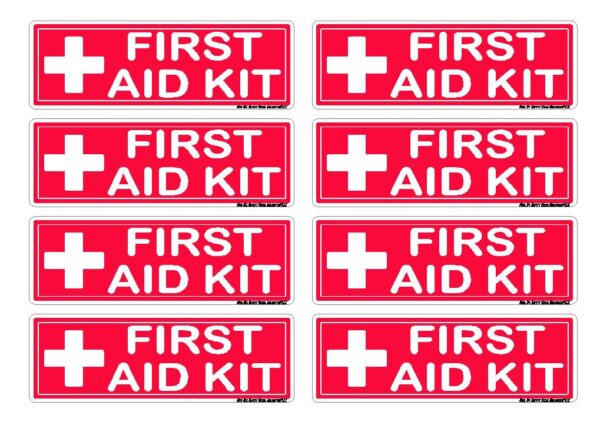 First Aid Kit 8pk Cabinet Sticker Decal 3x1