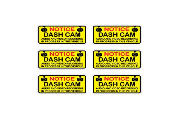 6pk Notice Dash Cam Audio Video Recording Sticker Decal