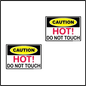 2pk Caution HOT Do Not Touch Label Sticker Decal
