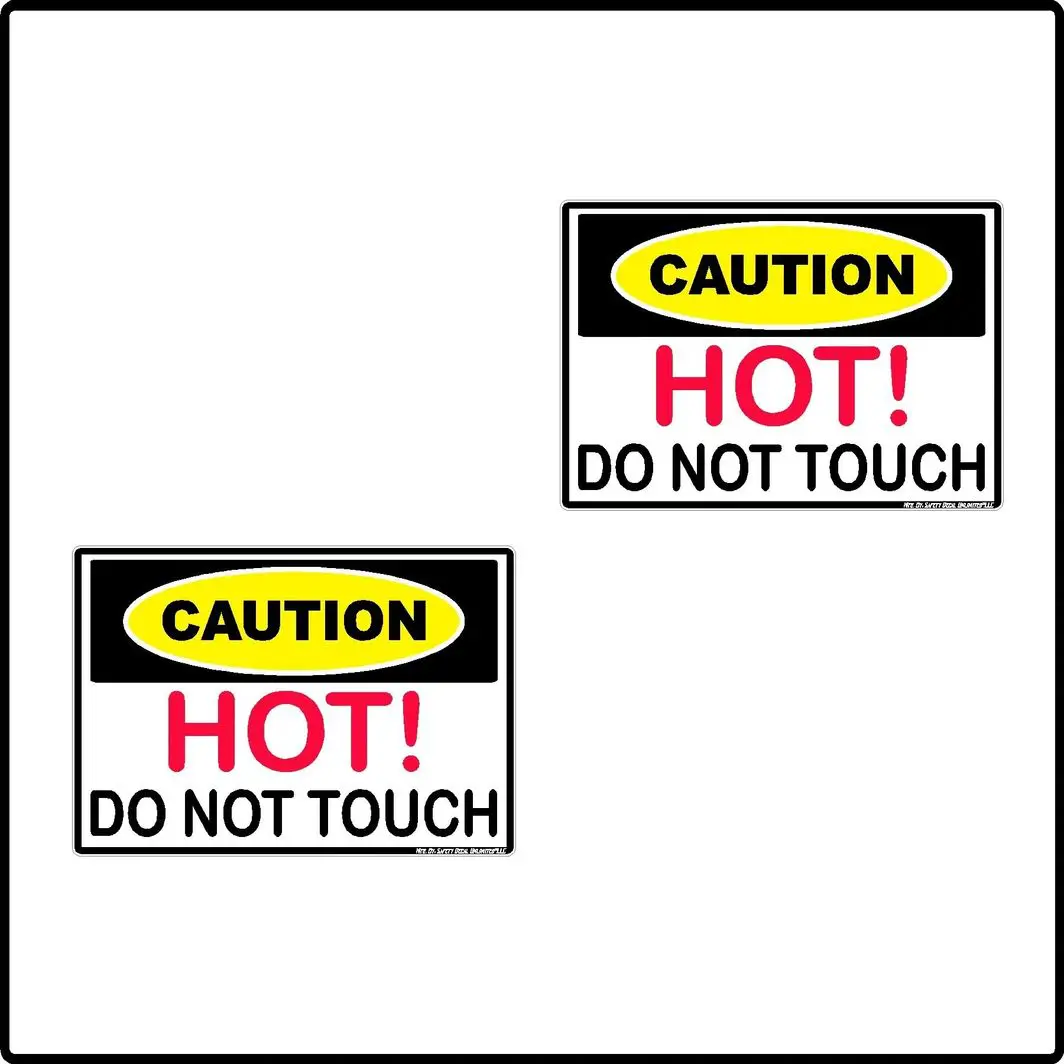 2pk Caution HOT Do Not Touch Label Sticker Decal