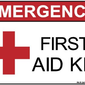 emergency first aid kit with red cross