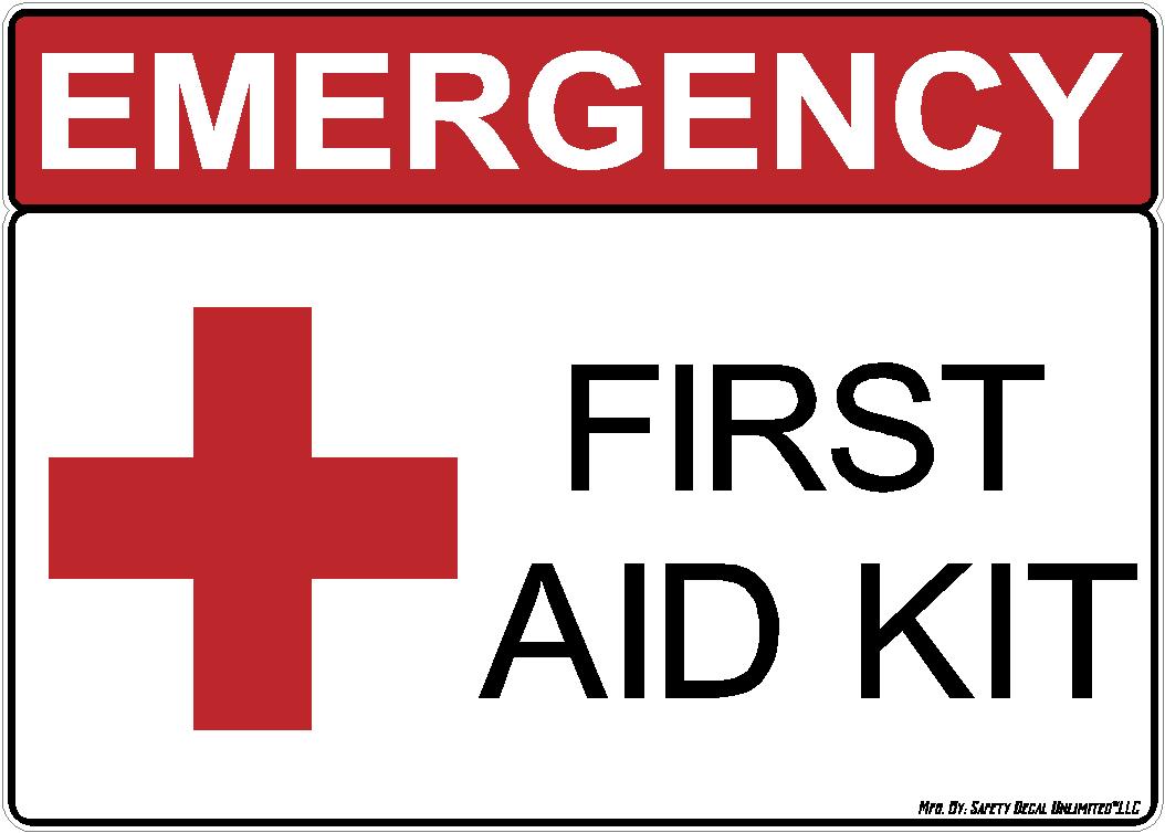 emergency first aid kit with red cross