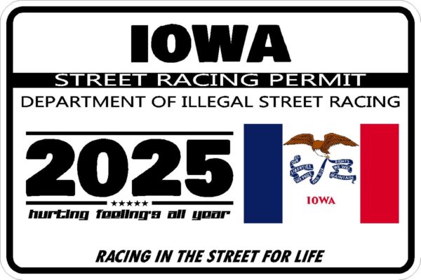 Iowa Street Racing Permit Sticker Decal