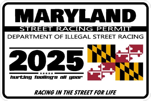 Maryland Street Racing Permit Sticker Decal