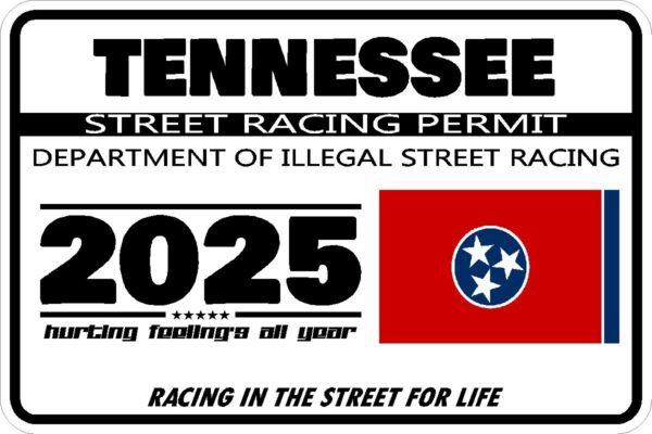 Tennessee Street Racing Permit Sticker Decal
