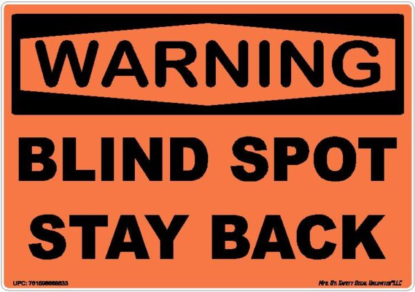Warning Blind Spot Stay Back Orange Black Sticker Decal Replacement Skin