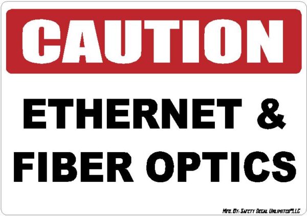 Caution Ethernet and Fiber Optics Sticker Decal Replacement Skin