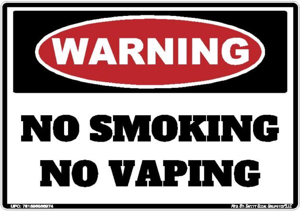 Warning No Smoking No Vaping Sticker Decal Replacement Skin